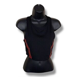 Small Joy Lab Black Red Trim Longline Sports Bra Athletic Activewear Stretch